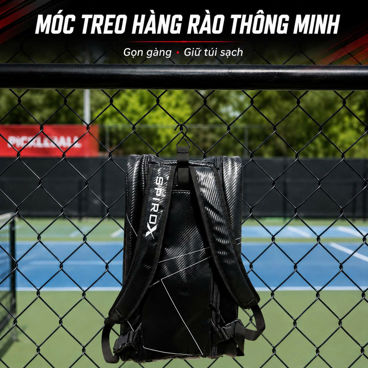 Túi Thể Thao Pickleball Spirox Carbon Tour Chính Hãng - Ngăn Đựng Vợt Riêng - Siêu Bền - Dung Tích Rộng Rãi